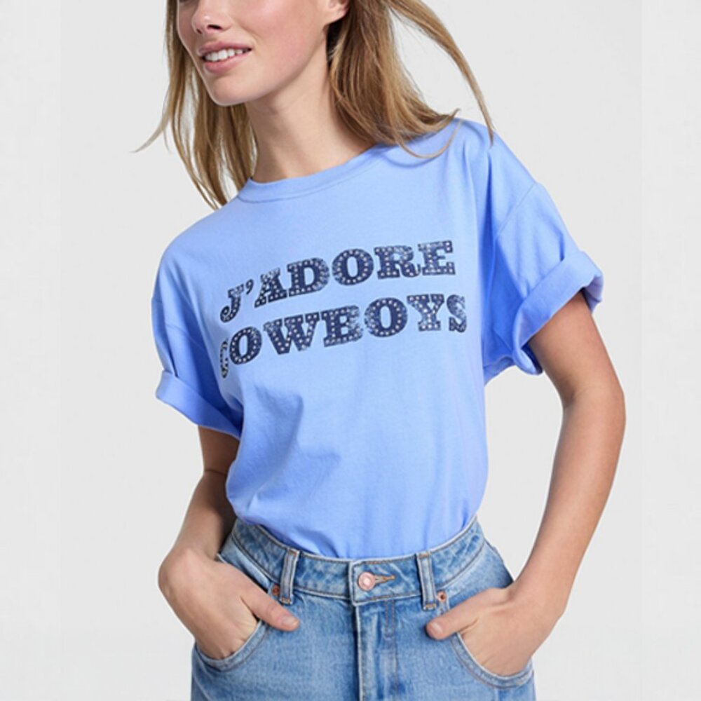 Victoria's Secret PINK Campus Short Sleeve Tee (Seascape Blue Cowboy)